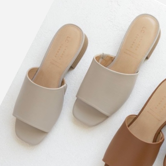 🆕New LC Lauren Conrad Ilana Women's 1-Band Stacked Heel Slide Sandals-Taupe - Picture 2 of 8